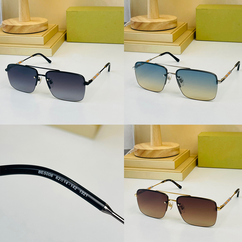 Nouveau 5006 Lunettes de soleil design pour hommes femmes Vol à monture carrée en métal Anti-ultraviolet Uv400 Vintage Icon Stripe Detail Lunette