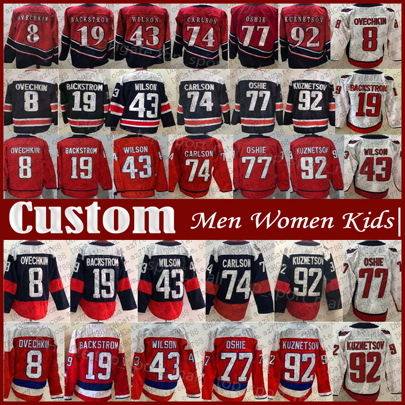 

8 Alex Ovechkin TJ Oshie Washington Hockey Jersey Custom Capitals Nicklas Backstrom Evgeny Kuznetsov Tom Wilson Dylan Strome John Carlson Darcy Kuemper Nick Jensen, Shown