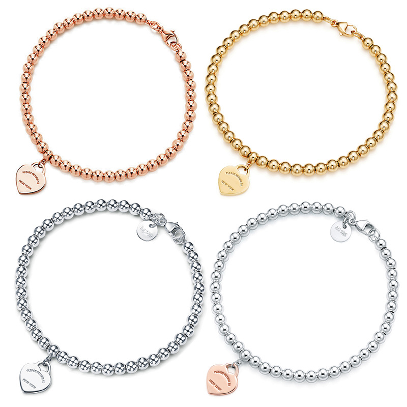 

Christmas Gift 925 sterling silver heart-shaped bracelet, classic style bracelet necklace Wedding Statement Jewelry Blue Heart Pendant brace, Chain pin buckle sets 1