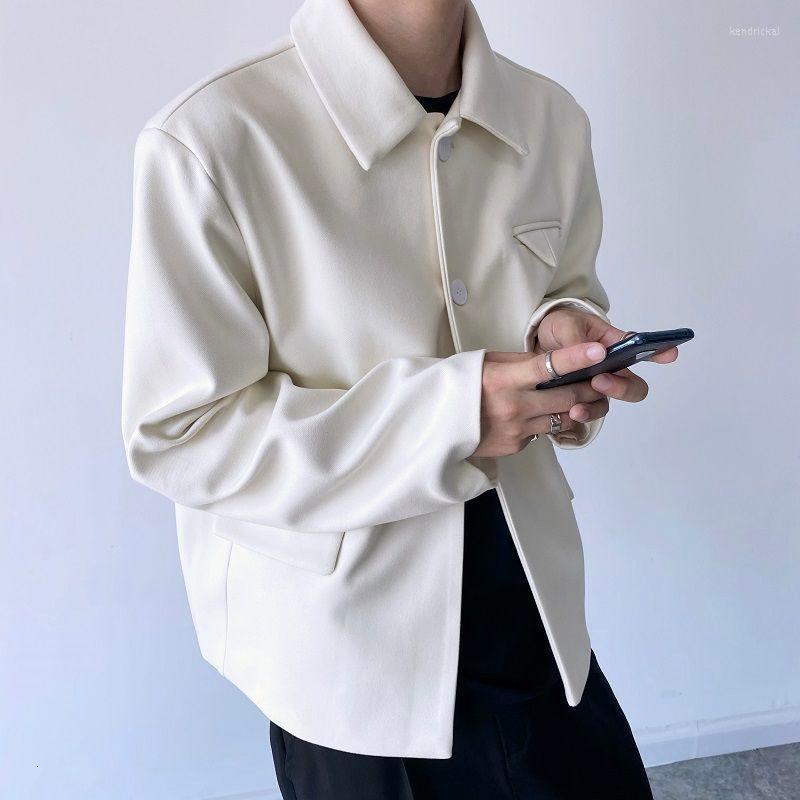 

Men's Wool & Blends 2022 Winter Solid Color Thickened Trench Short Style Jackets Fashionable Cashmere Long Coats White Woollen Kend22, Black