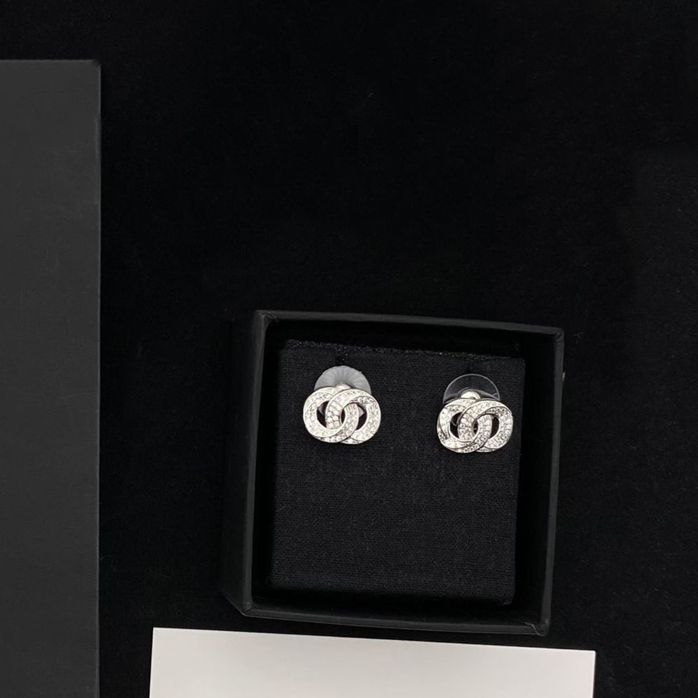 Boucles d'oreilles en platine avec diamants Designers Double Letters Women Earring Luxury Jewerlry