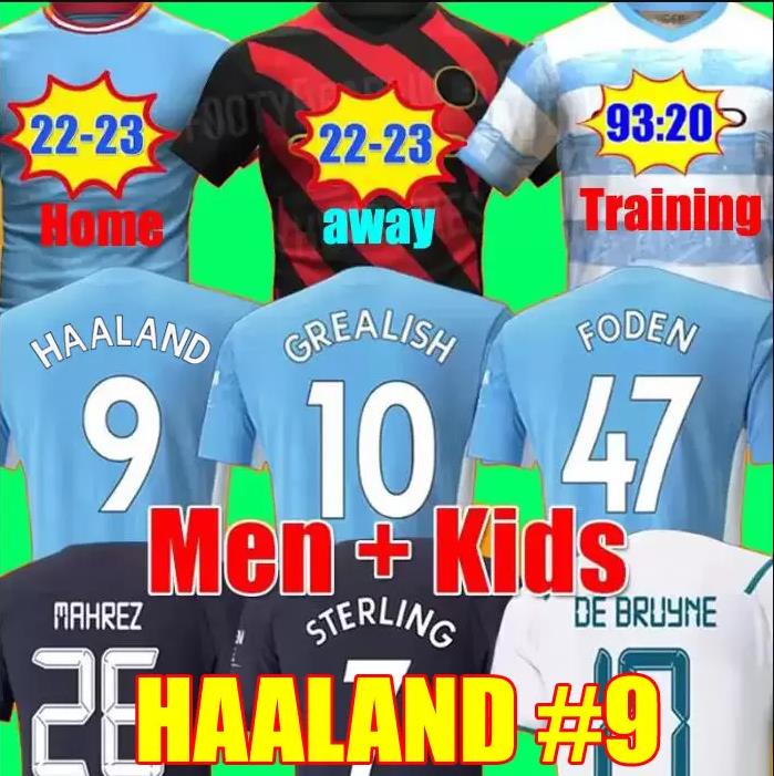 

Soccer Jersey GREALISH STERLING FERRAN DE BRUYNE FODEN MENDY BERNARDO MAHREZ RUBEN 2021 2022 football shirts men kids kit sets uniform blue short sleeve, Kids third