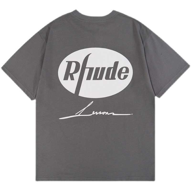 

Men' T-Shirts European and American street fashion brand rhude Eagle print oversize loose casual cotton men' and women' short sleeve T-shirt summer, Gray