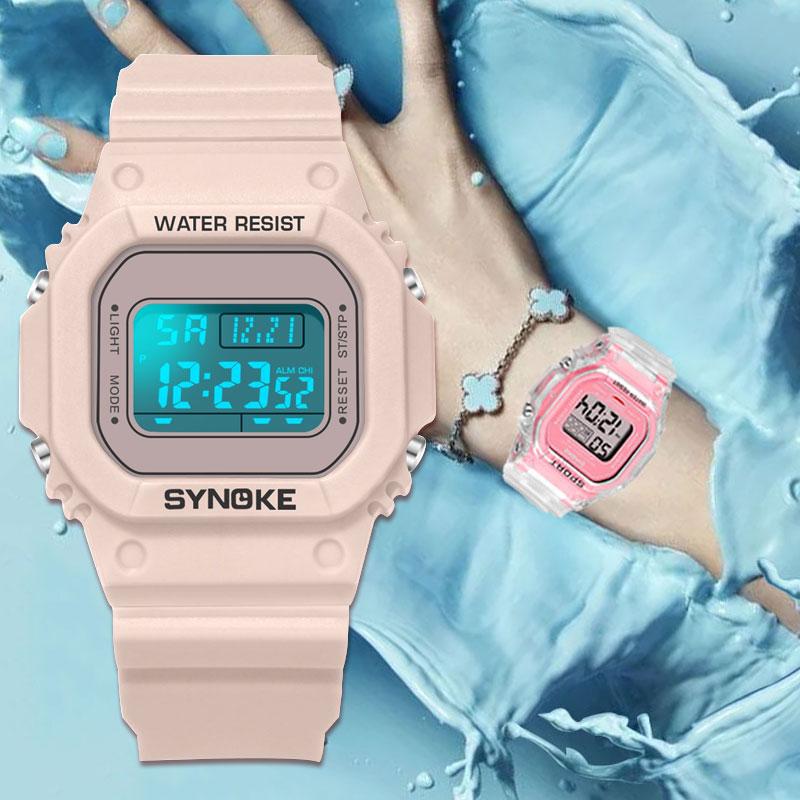 

Wristwatches Fashion Transparent Digital Watch Luminous Square Women Watches Sports Waterproof Electronic Wristwatch Clock 2022, Black