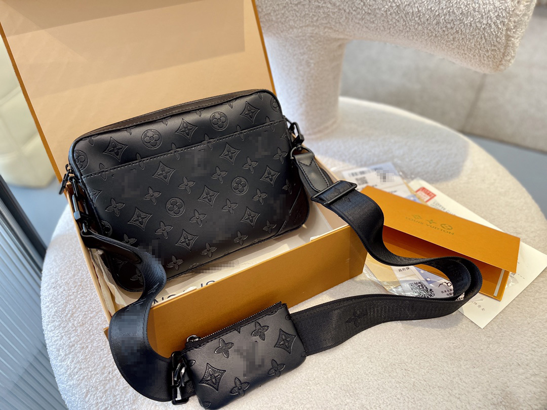 

Louiseity 1 Viutonity Handbag Lvity Louisity Vuttonity LVs Real Women Cool Luxury Black Emboss Pochette Trio Cowhide Duo Messenger Gray Men Bags, Color 1