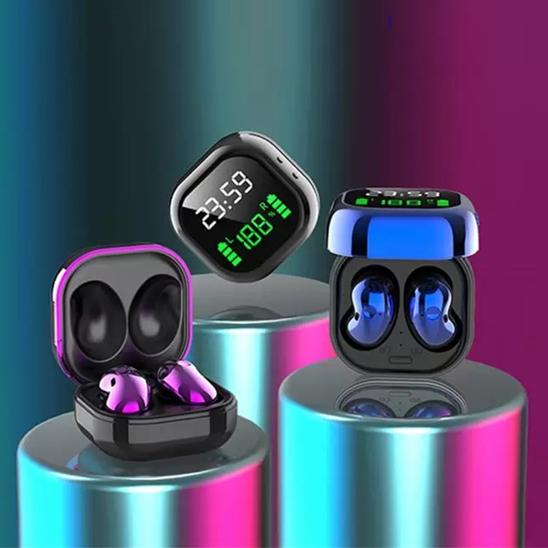 S6 Plus TWS trådlösa hörlurar hörlurar Bluetooth v5.1 HiFi Stereo Earuds LED Display Touch Control Headset med MIC för smartphone