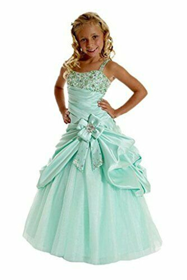 

Wholesale Kids Party Princess Prom Dresses Ruffled Organza Long Halter Beads Ball Gown Pageant Dress Flower Girls Dress Birthday gowns free Hoops Petticoat, Hunter