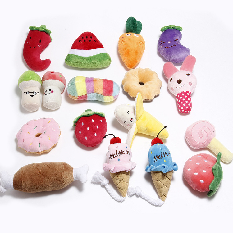 

Pet plush toys Sound Banana Watermelon Radish PlushToy Classical Cute Dog Interactive Gift SoftPet Teething MolarToys 18 styles WLL1413