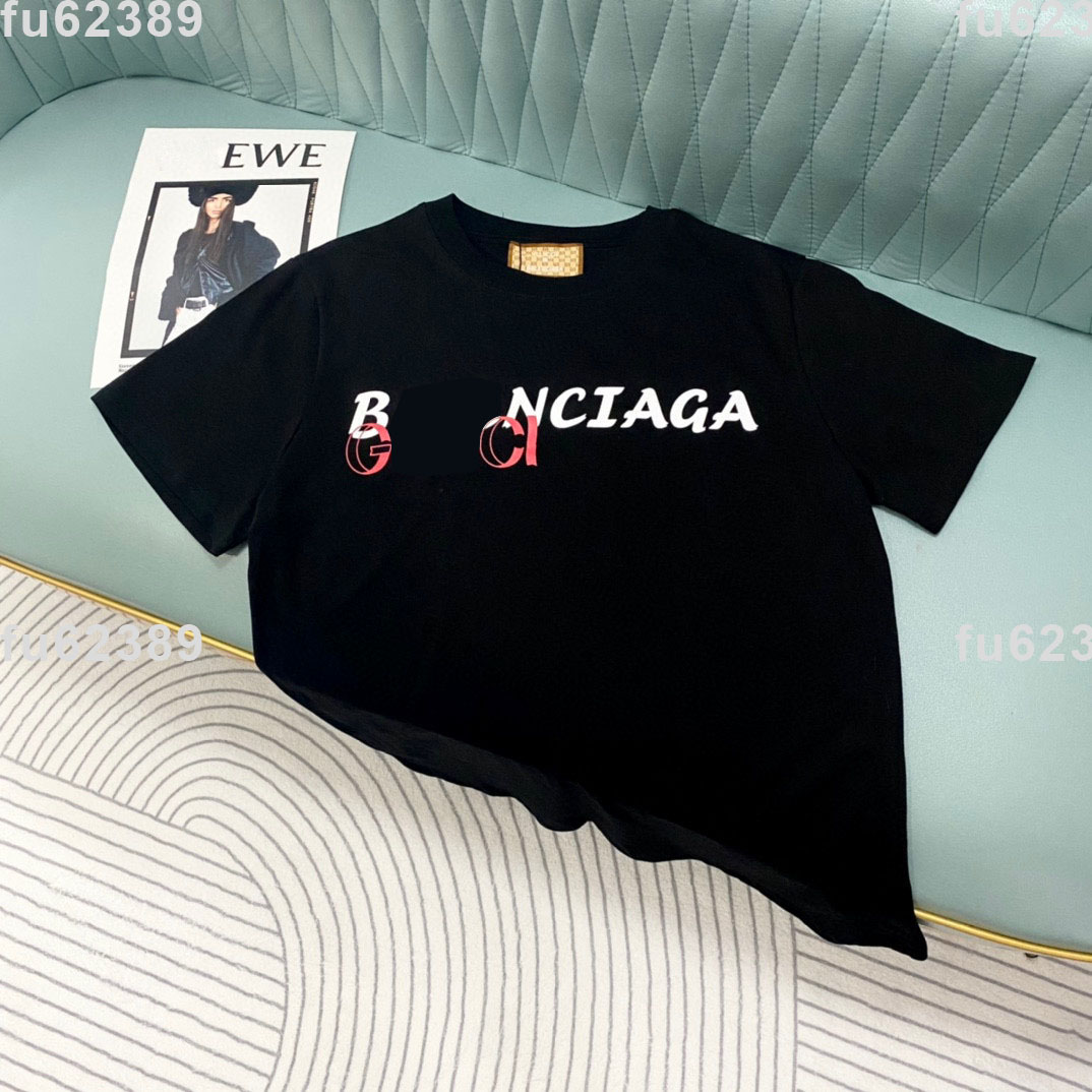 

22ss Designer Tide T Shirts Chest Letter Sweatshirts Laminated Print Short Sleeve High Street Loose Oversize Casual T-shirt 100% Pure Cotton Tops for Men and Women 071, Black