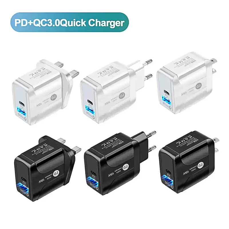 

18W Quick type c charger QC 3.0 PD Wall Chargers Eu US UK Plug For Iphone 7 8 X 11 Samsung Lg Android phone