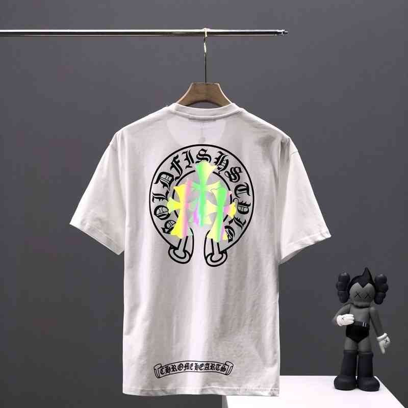 

Summer new European and American fashion cioxin short sleeve T-shirt women's loose colorful cioss reflective lovers' top men's, Black