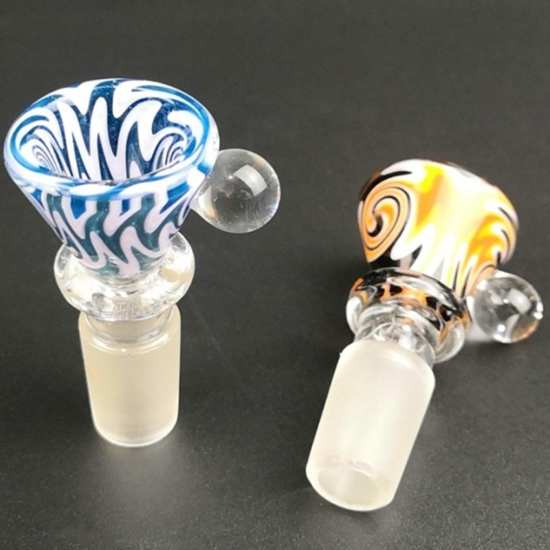 

Wig wag colored bowls Thick Glass Bowl For Hookah 14mm Male Joint Funnel Bowls