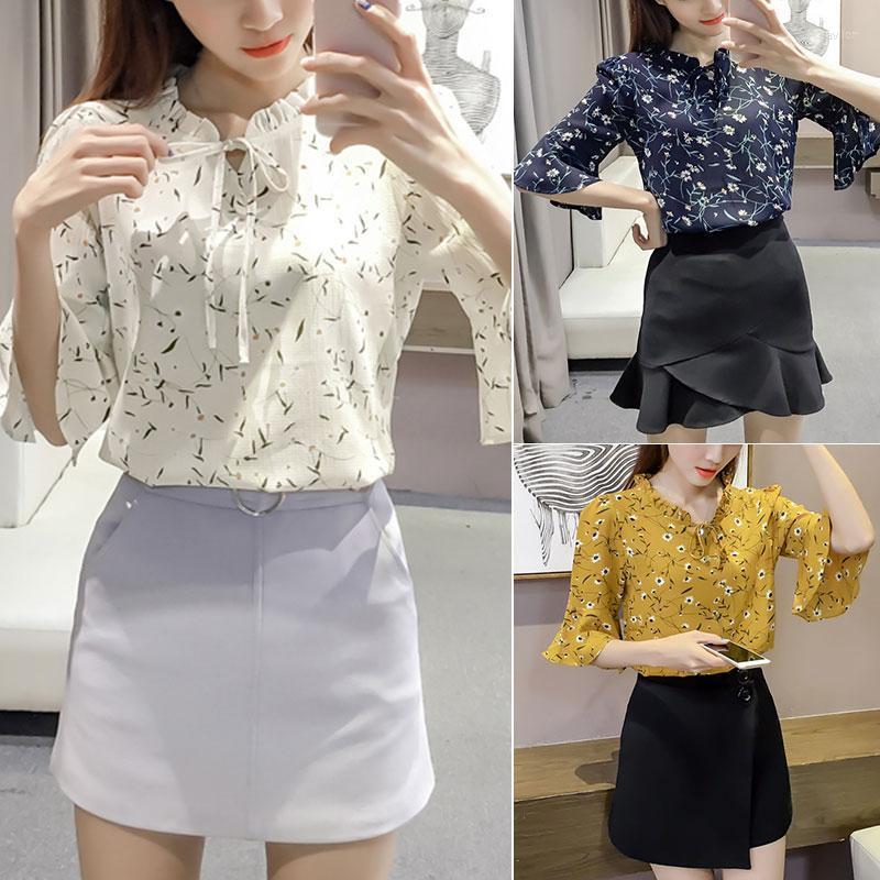 

Women' Blouses & Shirts Women Vintage Printed Casual Short Sleeve V Neck Tops Trendy Stylish Print 2022 Elegant Office Work Blouse TopsWome, Yellow