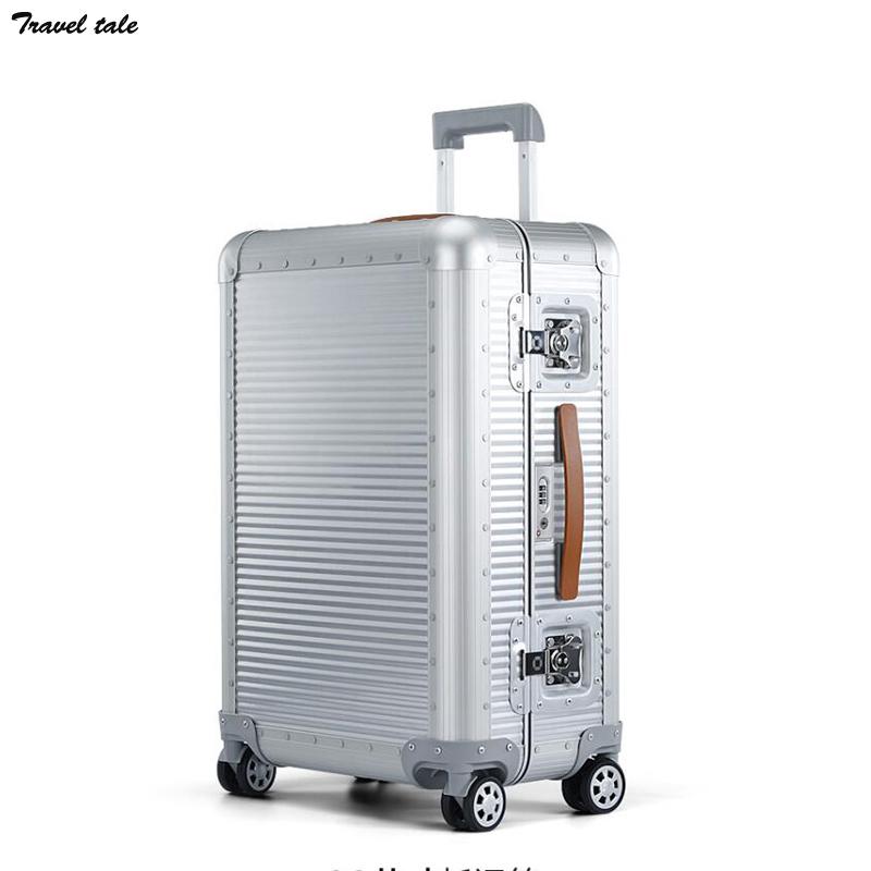 

Suitcases TRAVEL TALE 20"26 Inch 100% Aluminium Rolling Luggage Suitcase Butterfly Lock Spinner Trolly Bag For Traveling