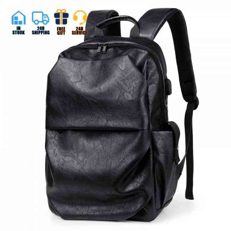 

in Stock Usb Interface Waterproof Notebook Backpack Chinese Factory Wholesale Men's Leather Business Travel Backpack 220611, Black