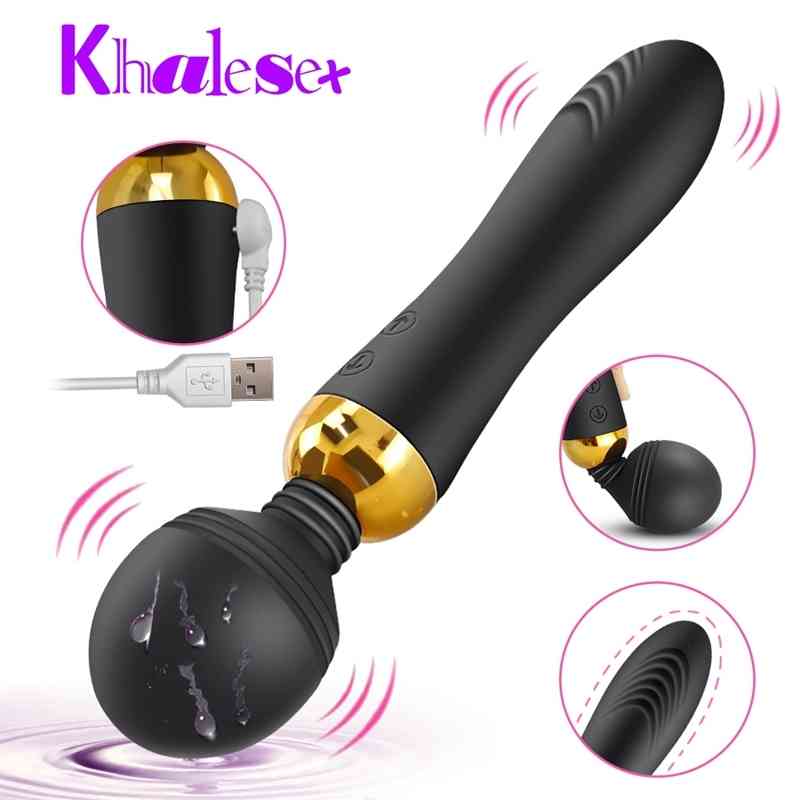 Khalesex Magic Wand Vibrator Big Heads AV Body Massager G Spot Clitoris Stimulator Adult Sex Toys for Woman Female Masturbator