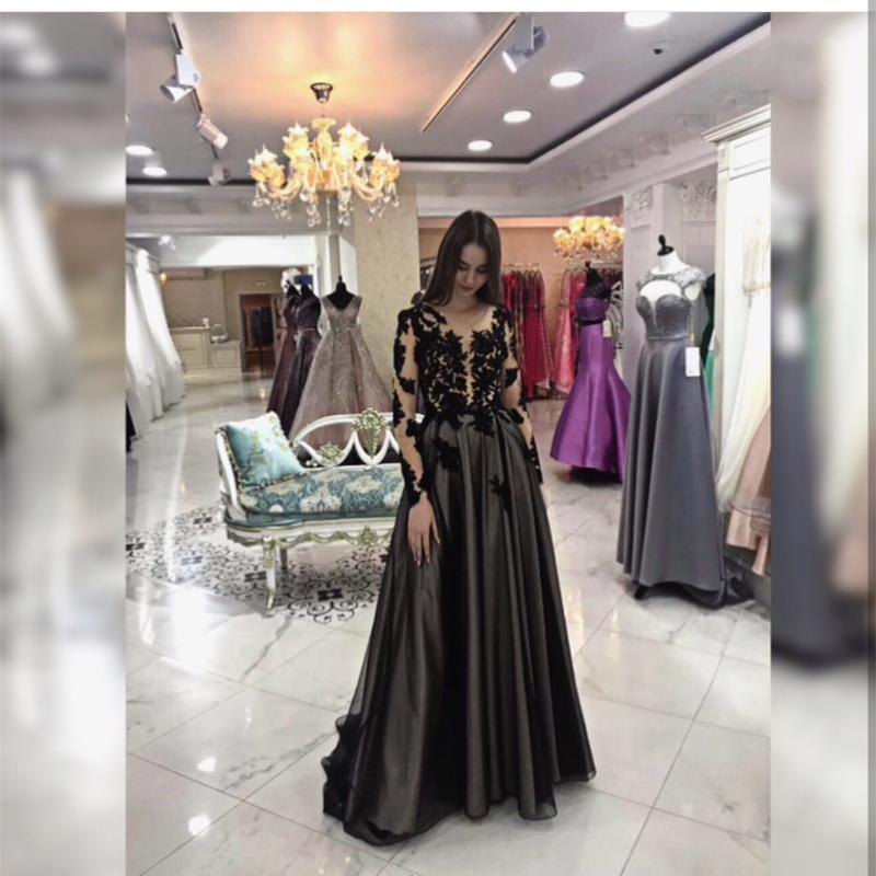 

Party Dresses Prom Dress Evening 2022 A Line Long Sleeve Black Hand Made Flowers Floor Length Women Gowns Charming Elegant SpecialParty, White