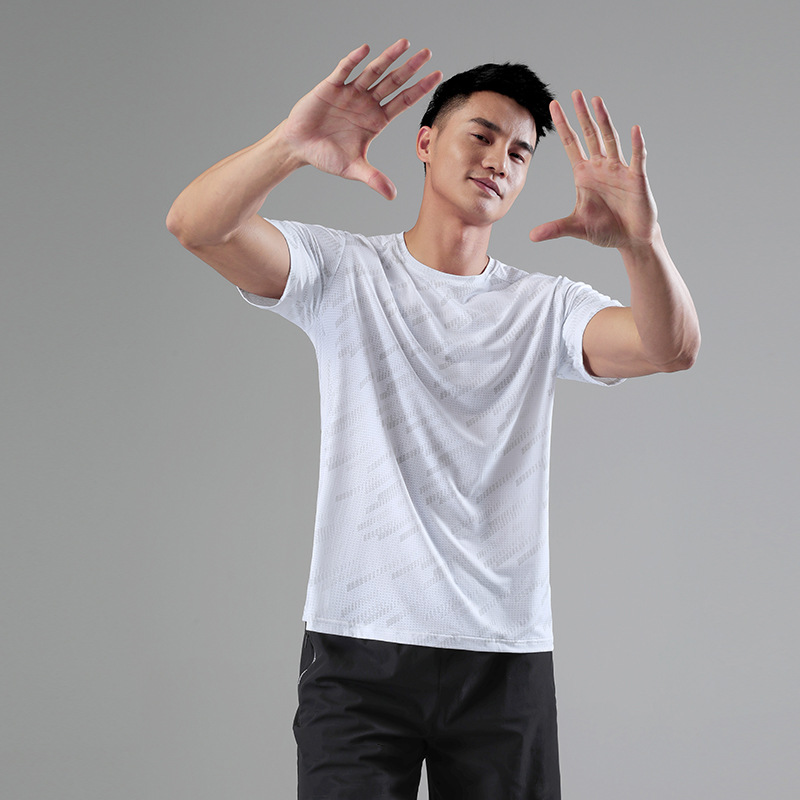 

Fashion 2022 Sport T-shirt Nylon Ice Silk Short-sleeve Men' Fitness Top Quick-drying Sportswear Athletic Shirts Baseball Jersey, Black