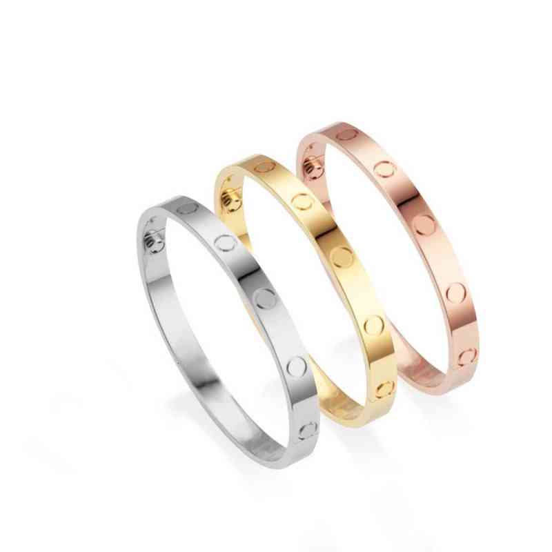 

316L Titanium steel Classic Bangles Bracelets For Lover Fashion Wristband Wedding Bangle Rose Gold Thanksgiving Day screw Bracelet with box