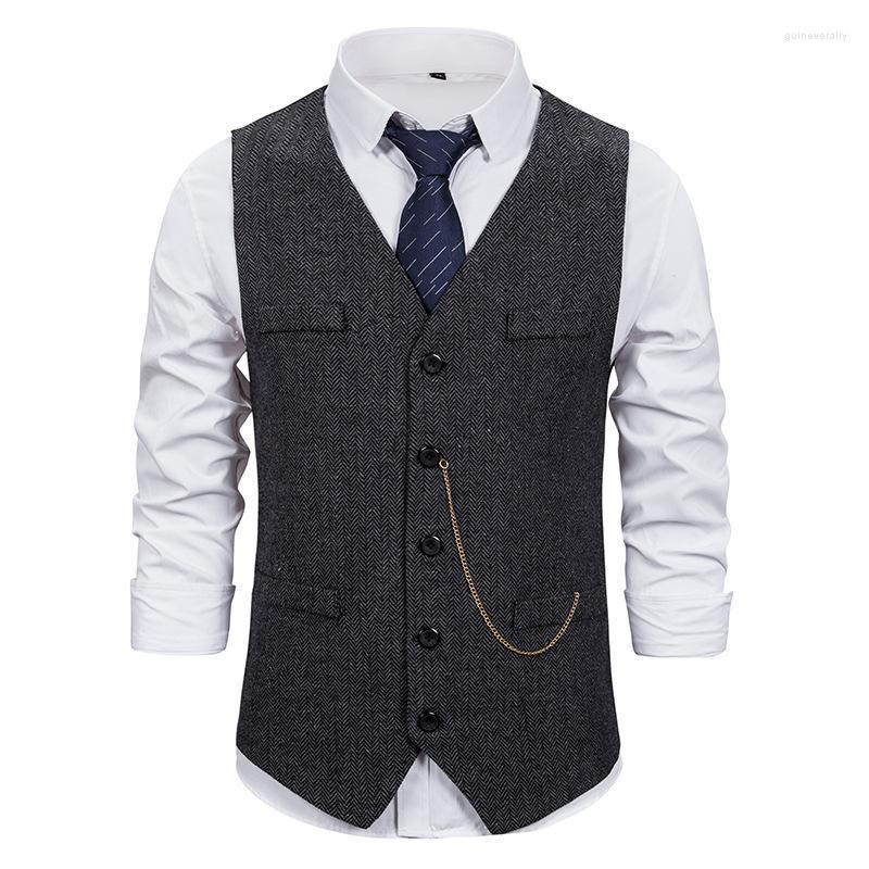 

Men' Vests Suit Vest Tweed Slim Fit Leisure Cotton Male Gentleman Business Waistcoat For Wedding Groomsmen Formal Sleeveless Jackets Guin22, Black formal vests