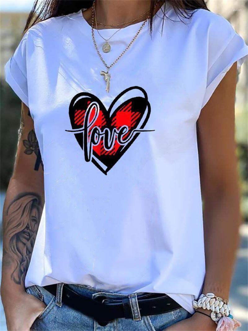 

Women' Blouses & Shirts Letter Heart Love Plaid Print Women 2022 Short Sleeve O-Neck Casual Fashion Ladies Loose Shirt Pullover TopsWomen, Cmh2630 yellow