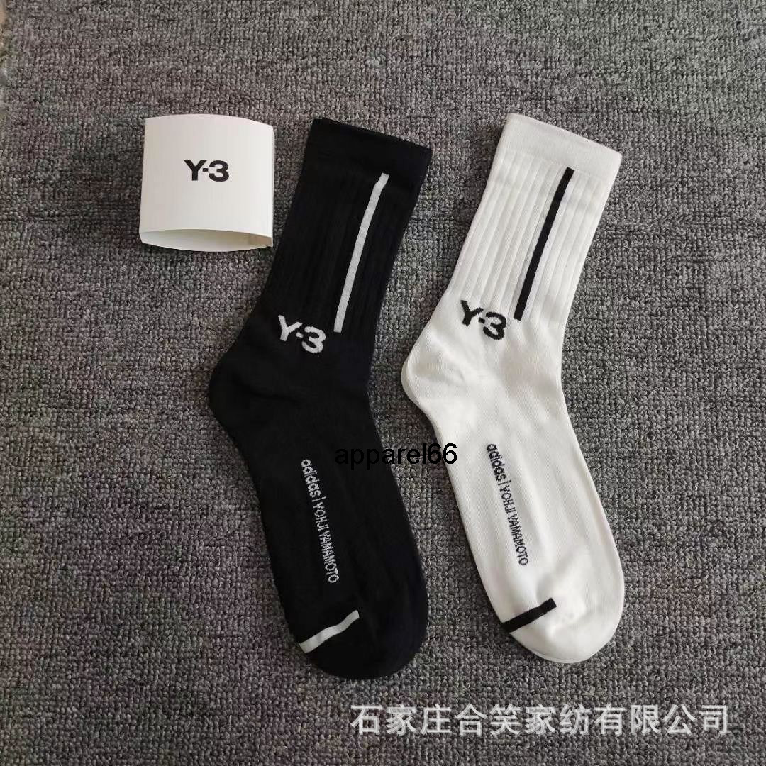 

Y-3 socks men's middle tube spring thin style co branded all cotton black and white two pair men's socks Yamamoto Yohji yamamo