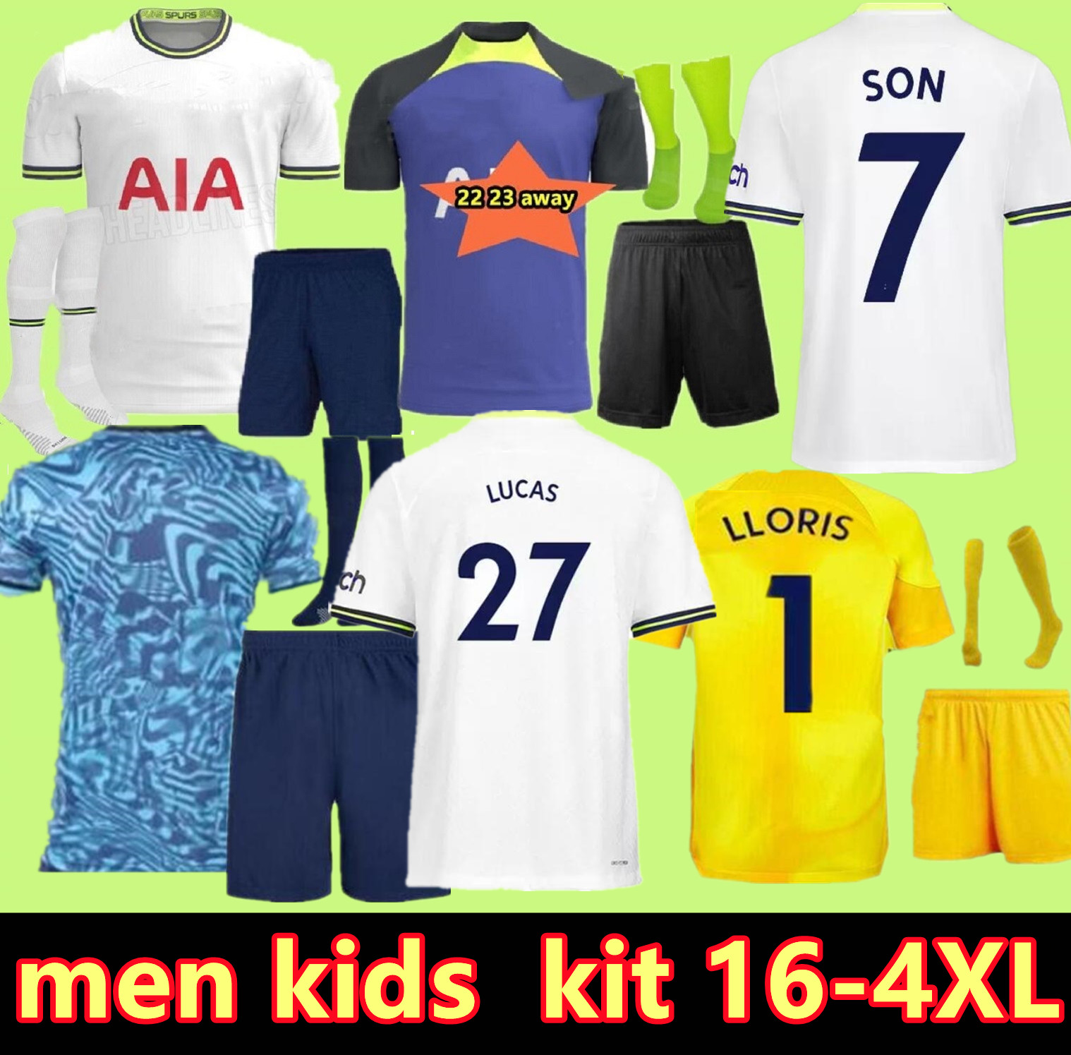 

SPURS 22 23 KANE SON KULUSEVSKI PERISIC Soccer Jerseys Tottenham HOJBJERG 2022 2023 LUCAS LLORS Third Football kit shirt BRYAN BERGWIJN tops Men kids goalkeeper, Orange