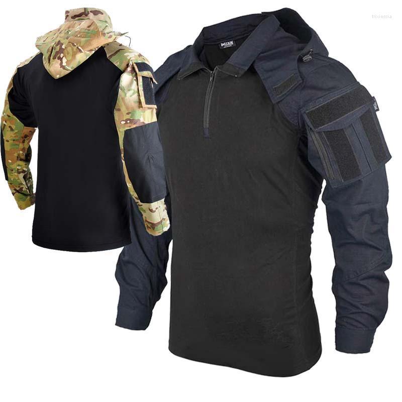 

Men's T-Shirts Men Camo Military Equipment Cycling Training Cothing Mens Army Combat Shirt Tactical Hunting ClothesMen's Men'sMen's Trix22, Black cp with pads