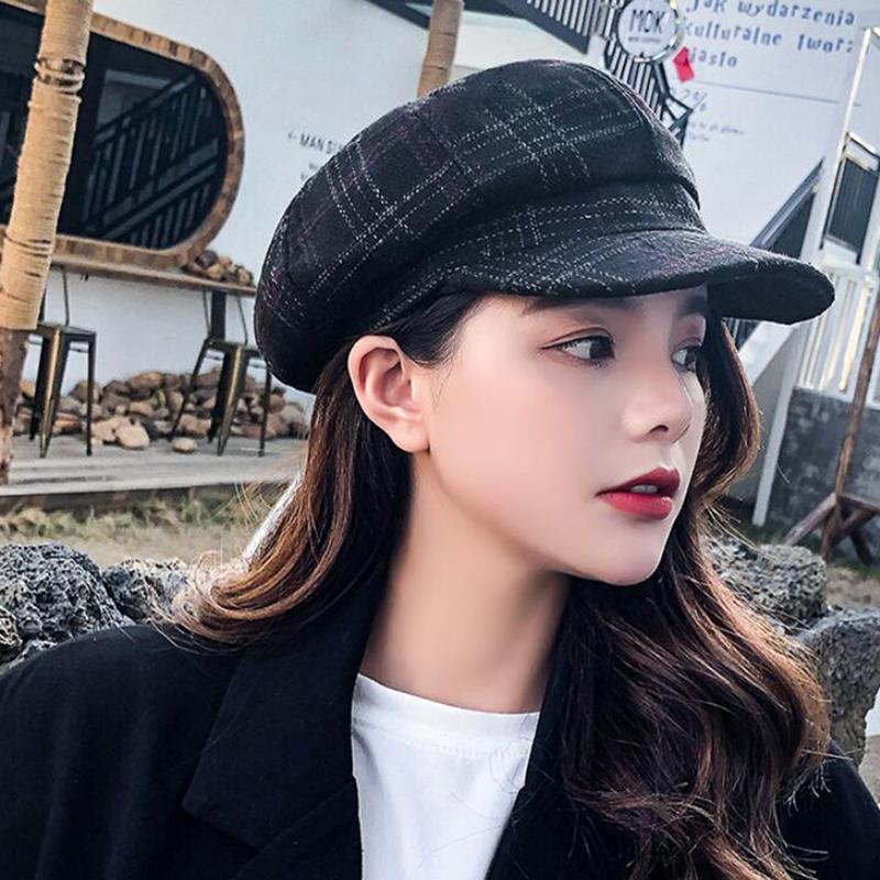 

Berets Women Hats Solid Plain Octagonal Sboy Caps Men Ladies Casual Wool Hat Grain Beret Painter CapBerets, Blue