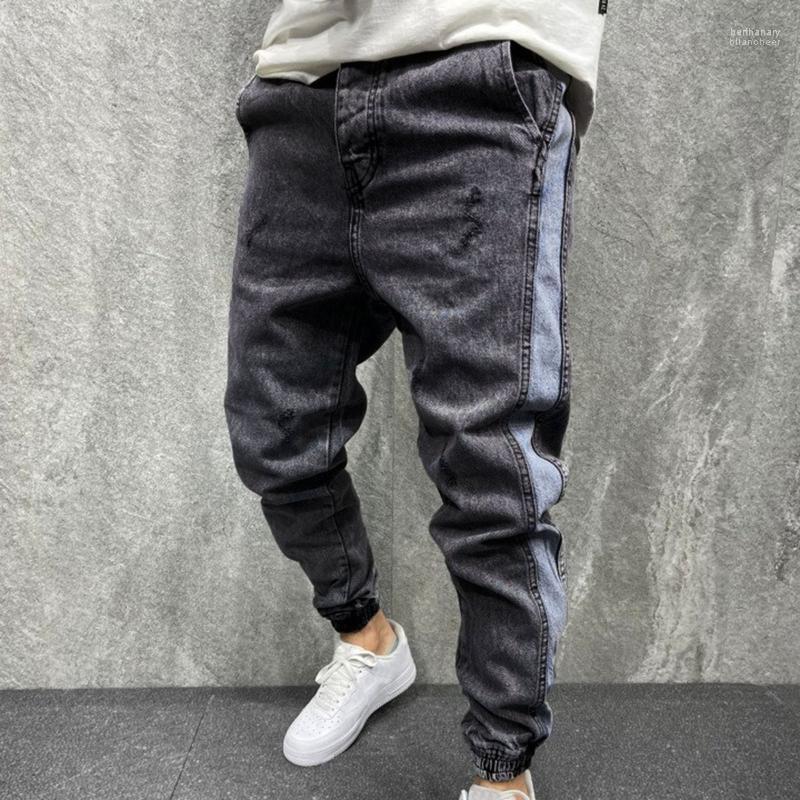 

Men's Jeans Color Matching Elastic Washed Loose Hip-hop Denim Trousers Men Clothing Vaqueros De Hombre Pantalon Homme Ropa 2022 Bert22, Blue