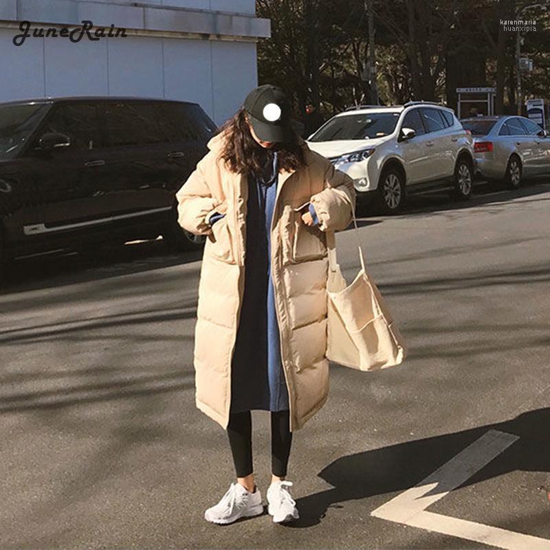 

Women's Down & Parkas Oversize Over The Knee Long Warm Coat Vintage Winter Cotton-Padded Jacket Casual Korean Female Thick Outwears Kare22, Black