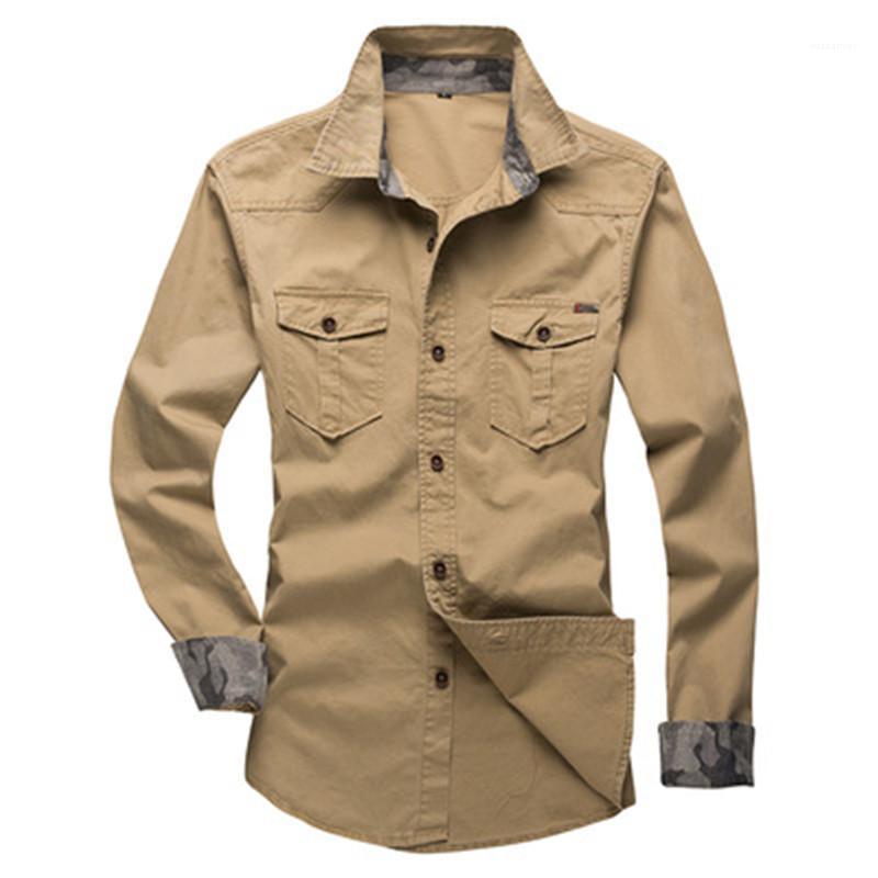 

Men's Casual Shirts BALDAUREN Summer Shirt Cardigan And Tooling Loose Long-Sleeved Short-Sleeved Youth Daily Commute Plus Size, Army green