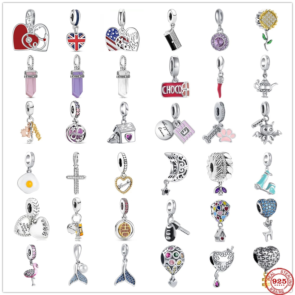 925 Sterling Silver Dangle Charm New Colorful Balloons Infinity Hearts Stars Dangle Bead Fit Pandora Charms Bracelet DIY Jewelry Accessories