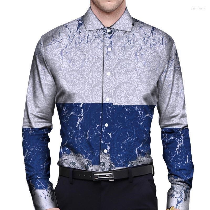 

Men's Dress Shirts African Clothes Men Top Shirt Bazin Riche Cotton Print Patchwork Traditional Solid Long Sleeve WYN470Men's Quin22