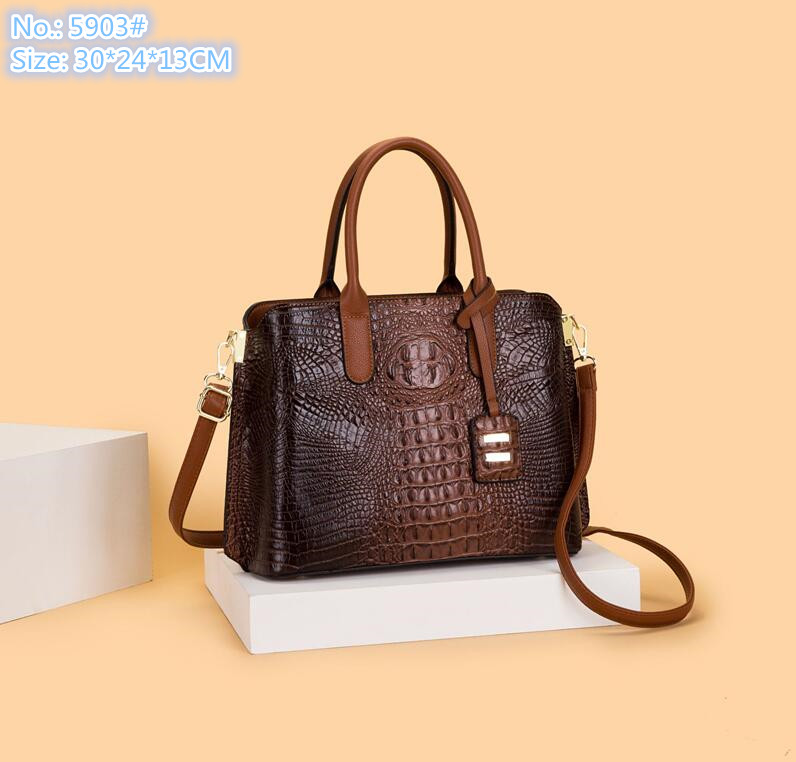 

Wholesale factory women shoulder bag 5 colors three-piece fashion leather handbags elegant atmospheric pressure flower backpack popular street crocodile handbag, Gray-5903#