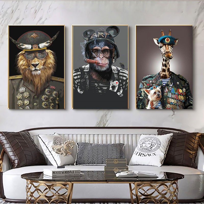 

Monkey Lion Giraffe Posters And Prints Animal Portrait Wall Art Canvas Painting Pictures For Living Room Home Decoration
