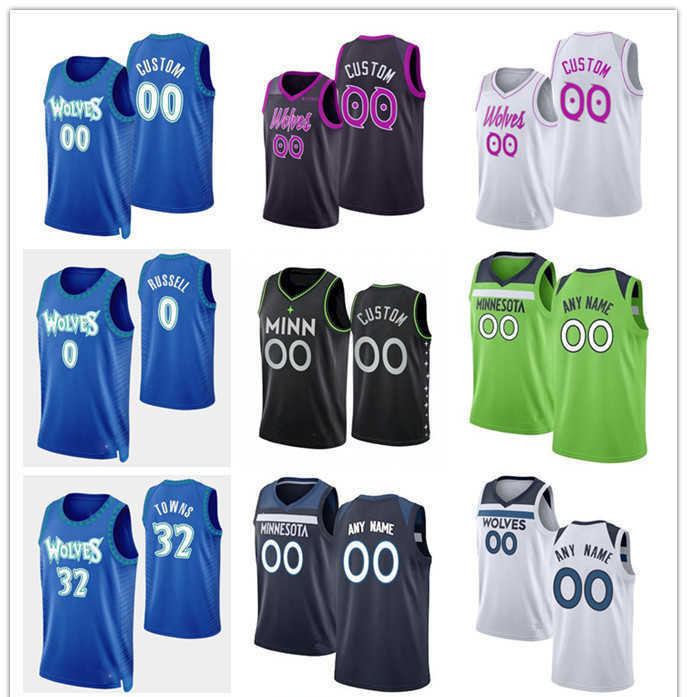 

75th Custom Minnesota''Timberwolves''Men Women Youth Karl-Anthony 32 Towns 1 Anthony Edwards 0 D'Angelo Russell 5 Malik Beasley Basketball Jerseys, Color