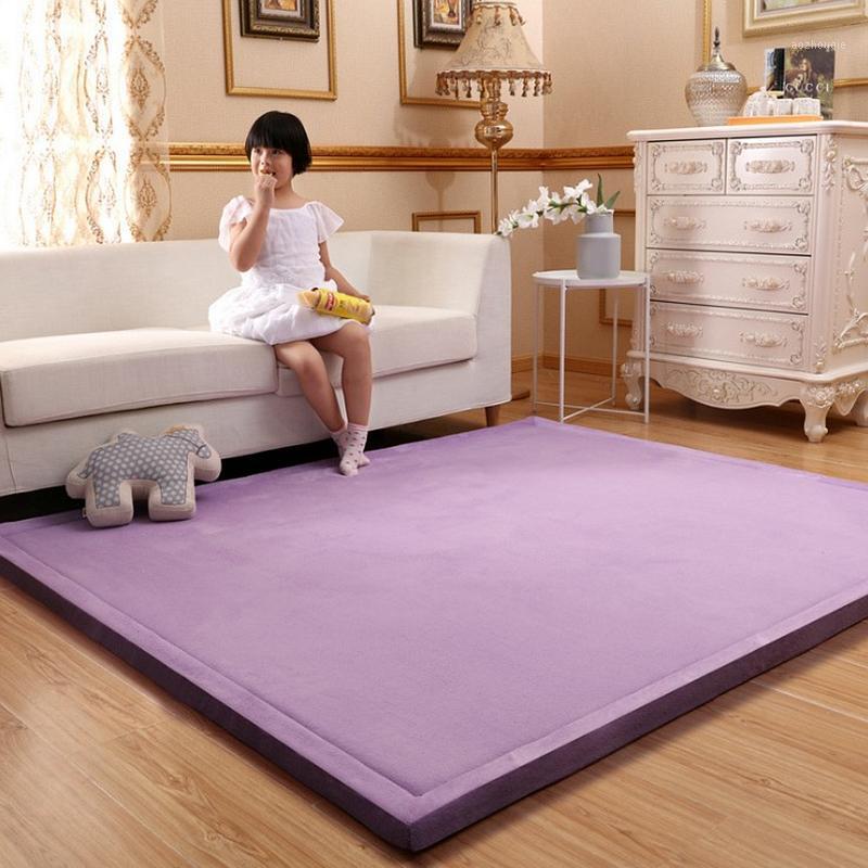 

Thick 3CM Coral Fleece Velvet Mat Bedroom Carpet Thickened Baby Climbed Playmat Japanese Tatami Lvingroom Rug Large Size Mattess, Purple 1.5cm