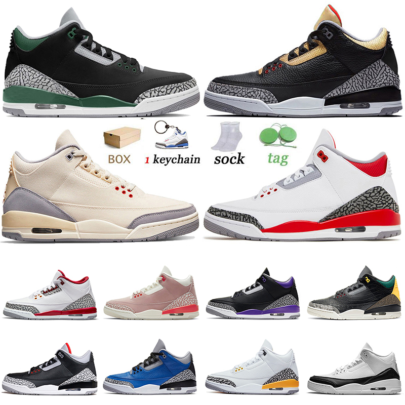

Patchwork Jumpman 3 3s Men Women Pine Green Basketball Shoes Black Cement Racer Blue Fire Red Court Purple Cool Grey UNC Laser Orange Katrina Sneakers Sports, A1 fire red 2022 40-47