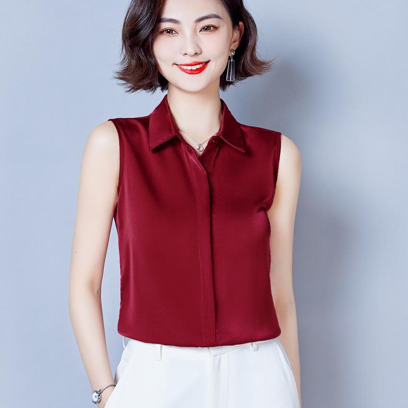 

Women's Blouses & Shirts Summer Sleeveless Vest Chiffon Red Yellow Black Women Clothing 2022 Korean Fashion Tank Tops Casual -Neck Crop TopW