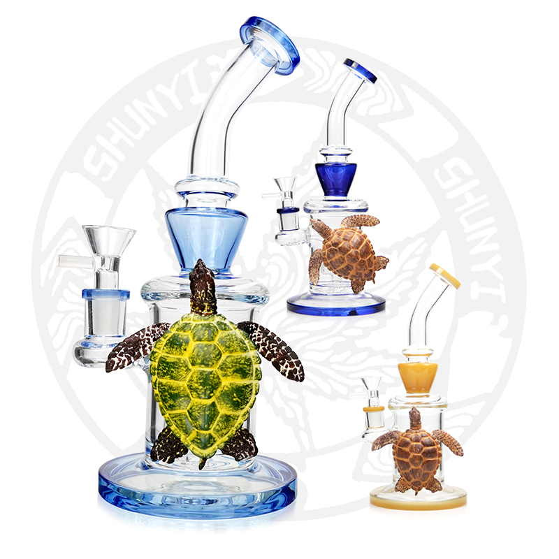

10.5 inches glass bong hookah smoking water pipe with turtle matrix perc shisha dab rig 14.4 mm joint size