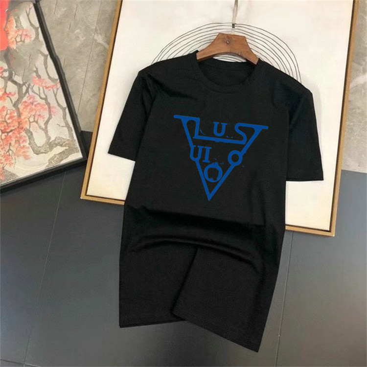 Designer tide T-shirt chest letters laminated printing short sleeve high street loose oversized casual T-shirt 100% cotton high quality men'-image-762923974