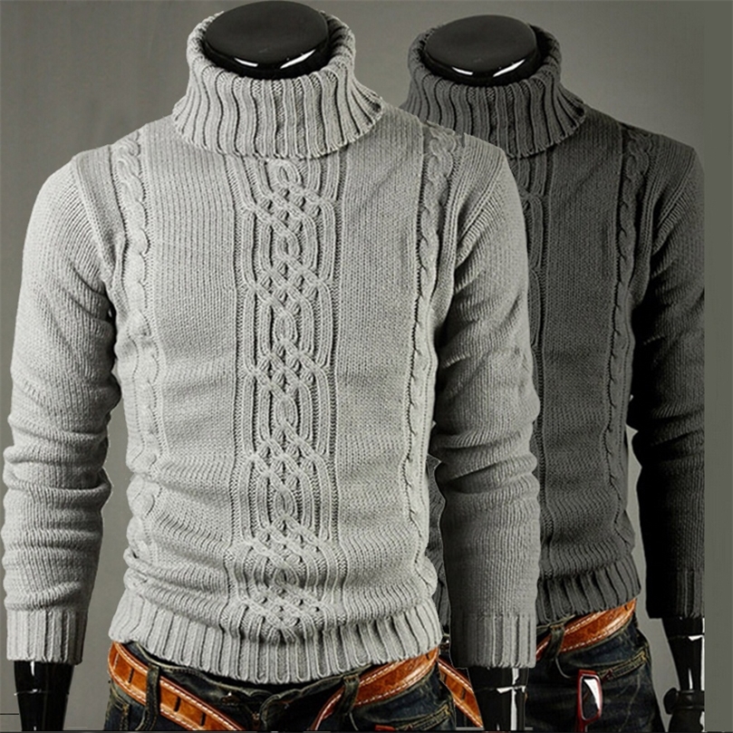 Pull à col roulé chaud hommes Pull Homme pulls décontractés vêtements pour hommes mince Pull tricoté 220817