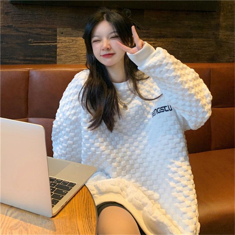 

Women' T-Shirt Gray White Autumn Streetwear Fashion Tops Girls Loose Oversized Womens Casual High Street Sweatshirts