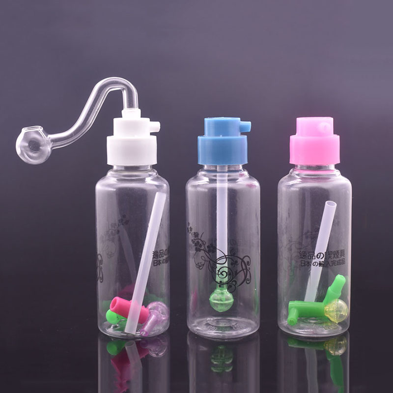 

2set Unbreakable Mini Bottle Beaker Bong Oil Burner Bong with Silicone Hose and 10mm Male Glass Oil Burner Pipes 5inch