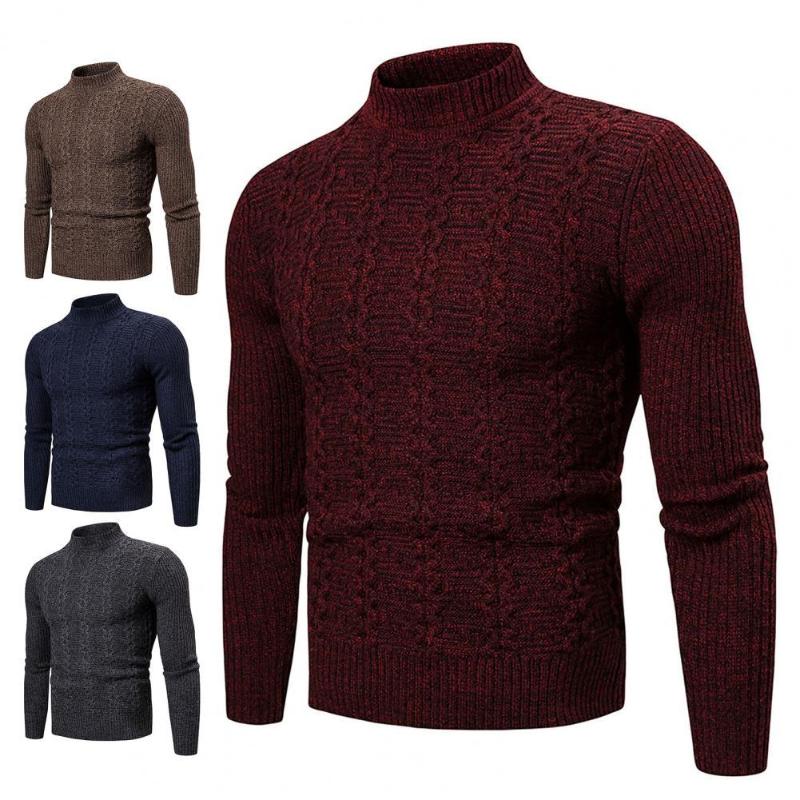 

Men's Sweaters Men Sweater Half High Collar Long Sleeve Knitted Ribbed Twist Solid Color Male Knitwear For Fall Winter Men's ClothingMen, Blue