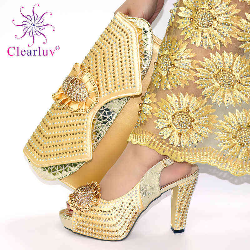 

Latest Design Decoration Woman Shoes and Bag Set African High Heels Matching for Wedding Size 38 43 220516, Silver