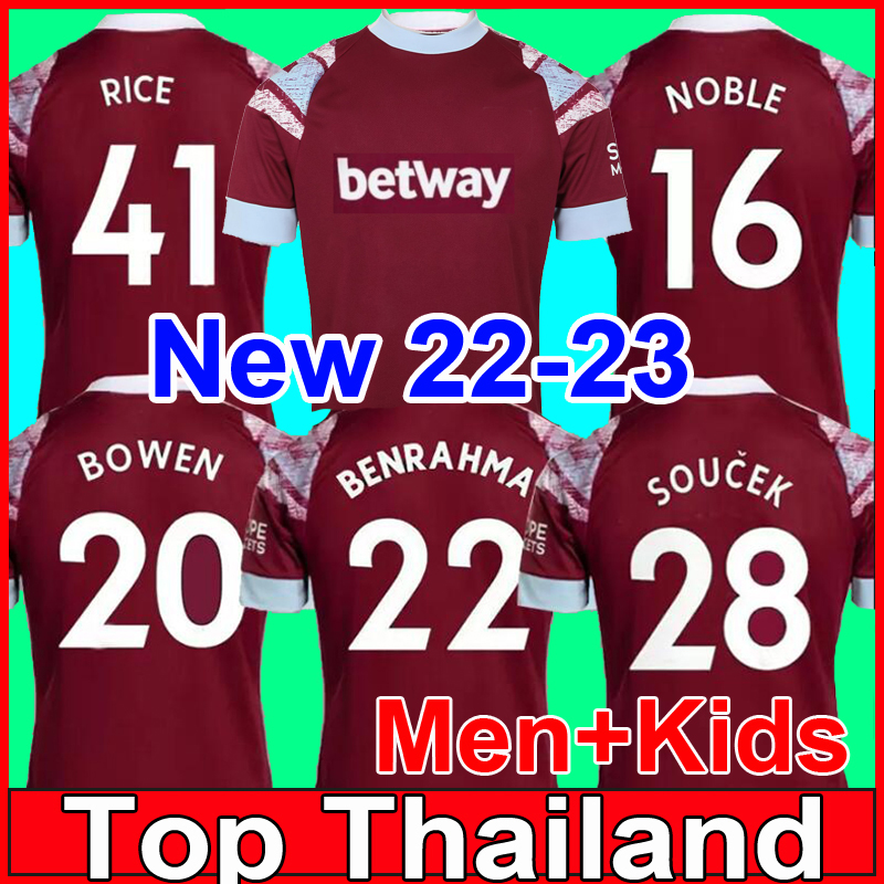 

2022 2023 West Hams BOWEN RICE Soccer Jerseys BENRAHMA LANZINI ANTONIO YARMOLENKO NOBLE FORNALS DAWSON Vlasic SOUCEK Men kids kits Football Shirt Unifroms 999, 23 home
