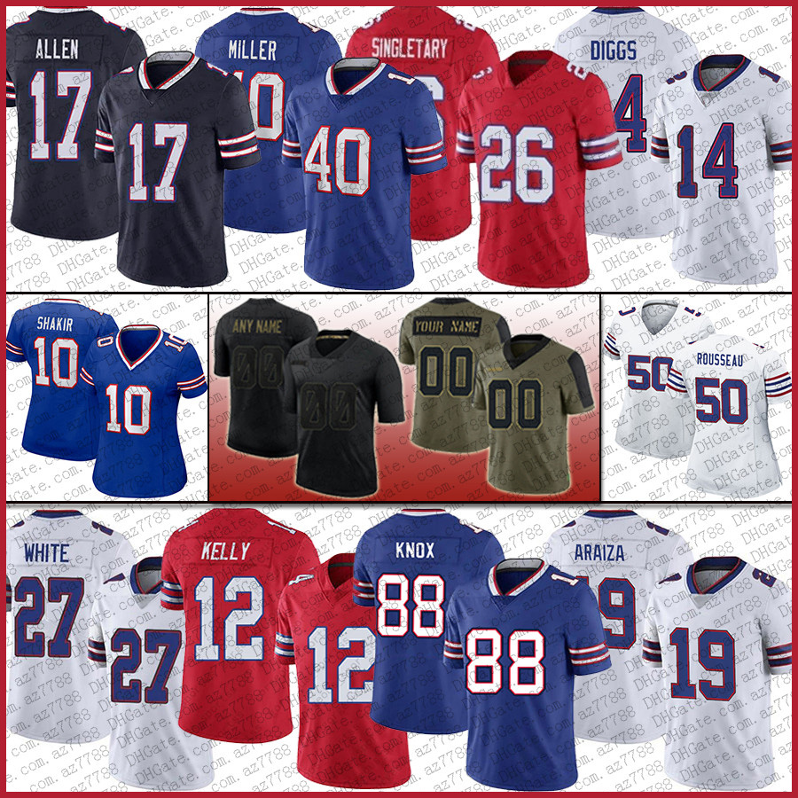 

17 Josh Allen 14 Stefon Diggs Football Jersey Von Miller Dawson Knox Devin Singletary TreDavious White Matt Araiza Khalil Shakir Gregory Rousseau Jim Kelly 91 Oliver, Picture
