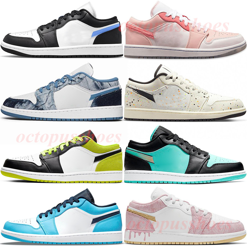 

Jumpman 1 OG 1s low Mens Basketball shoes University Blue Tropical Twist Women watercolor splash Washed tannins Velvet hook Sports Sneakers, Please leave a message